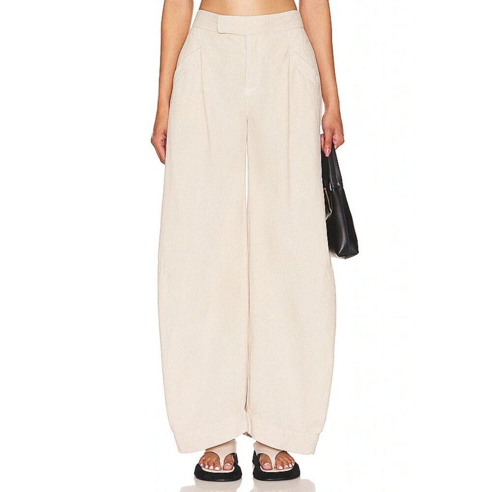 Free People Tegan Washed Barrel Trouser in Washed Out Beige